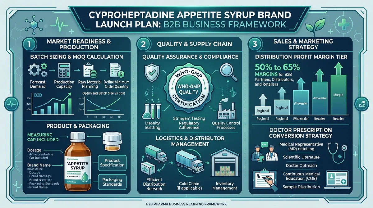 Cyproheptadine & Tricholine Citrate Syrup: B2B Brand Planning & Third-Party Manufacturing Guide